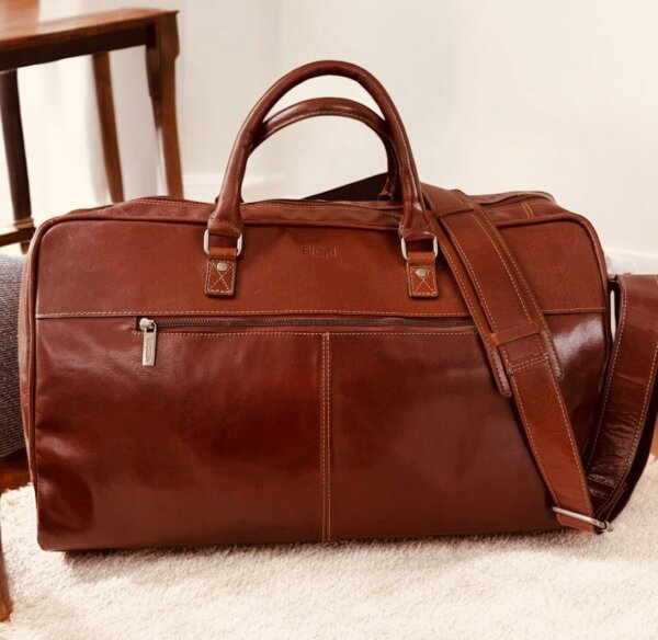 Weekendväska i skinn Biori 5121B, weekendbag herr, weekendbag dam, weekendväska herr, stor väska, stor axelremsväska, bag i skinn, skinnväskor