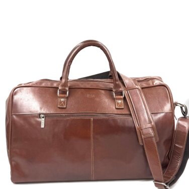 Framsida av Weekendväska skinn Biori 5121B, weekendbag herr, weekendbag dam, weekendväska herr, stor väska, stor axelremsväska, bag i skinn, skinnväskor