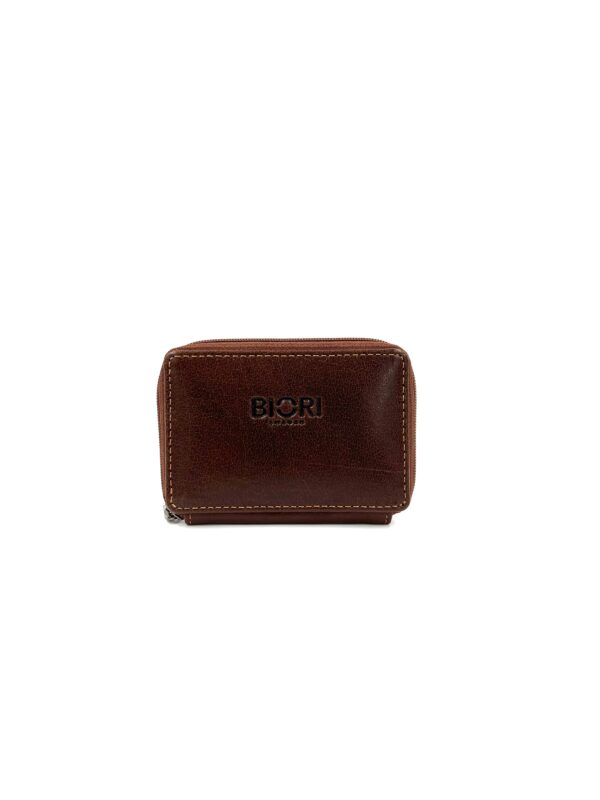 Plånbok i skinn BIORI 5146-B med RFID skydd mot skimming. Läderplånbok, brun läderplånbok, skinnplånbok, brun skinnplånbok