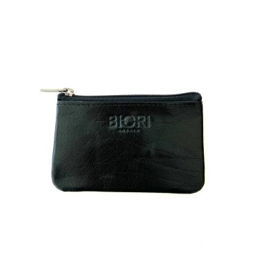 Plånbok i skinn BIORI 5147-S. Liten plånbok perfekt för fickan för 6 kreditkort med dragkedja i toppen och skydd mot skimming, korthållare, kreditkortsfodral, plånbok läder, svart plånbok, korthållare skinn