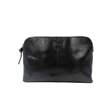 Framsida av Necessär skinn Biori 5170S i svart, necessär stor dam, necessär dam, sminkväska dam