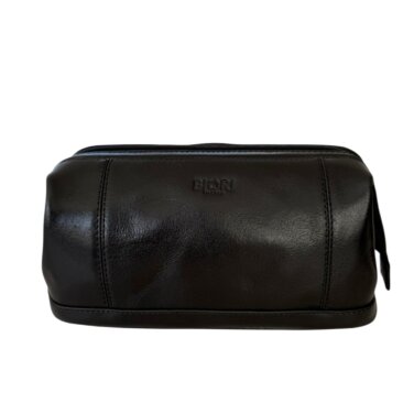 Framsida av necessär skinn Biori 5100S i svart skinn, necessär herr, resenecessär, necessär herr läder, necessär herr skinn