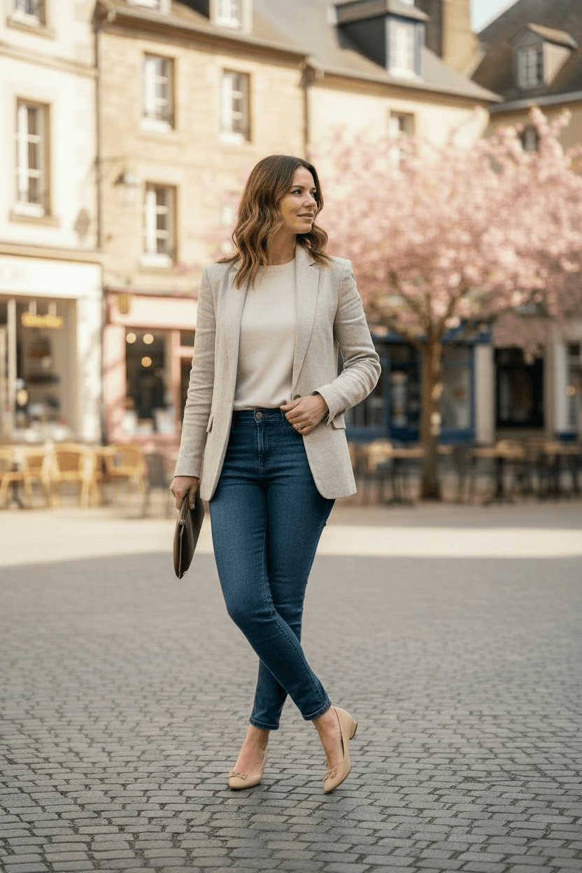 Modell håller brun handväska i äkta skinn i handen som clutch